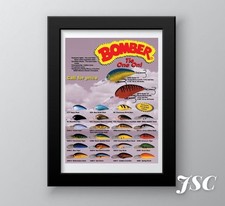 BOMBER Canvas Poster Old Lure Fishing Gear Shimano Daiwa Marine Art New