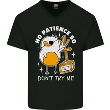 No Paciencia Manejo De La Ira Pájaro Divertido Hombre V-Cuello Algodón Camiseta