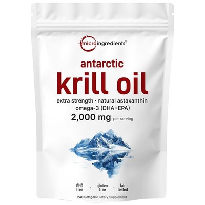 Antarctic Krill Oil Supplement, 2,000mg Per Serving, 240 Softgels, Triple Str...
