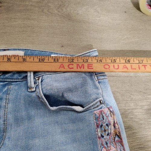 Driftwood Jackie Jeans Women Size 27 Blue Denim Embroidered Boho Skinny Leg - Picture 6 of 9
