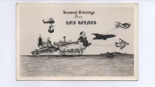 1967 Christmas postcard from H.M.S. Hermes