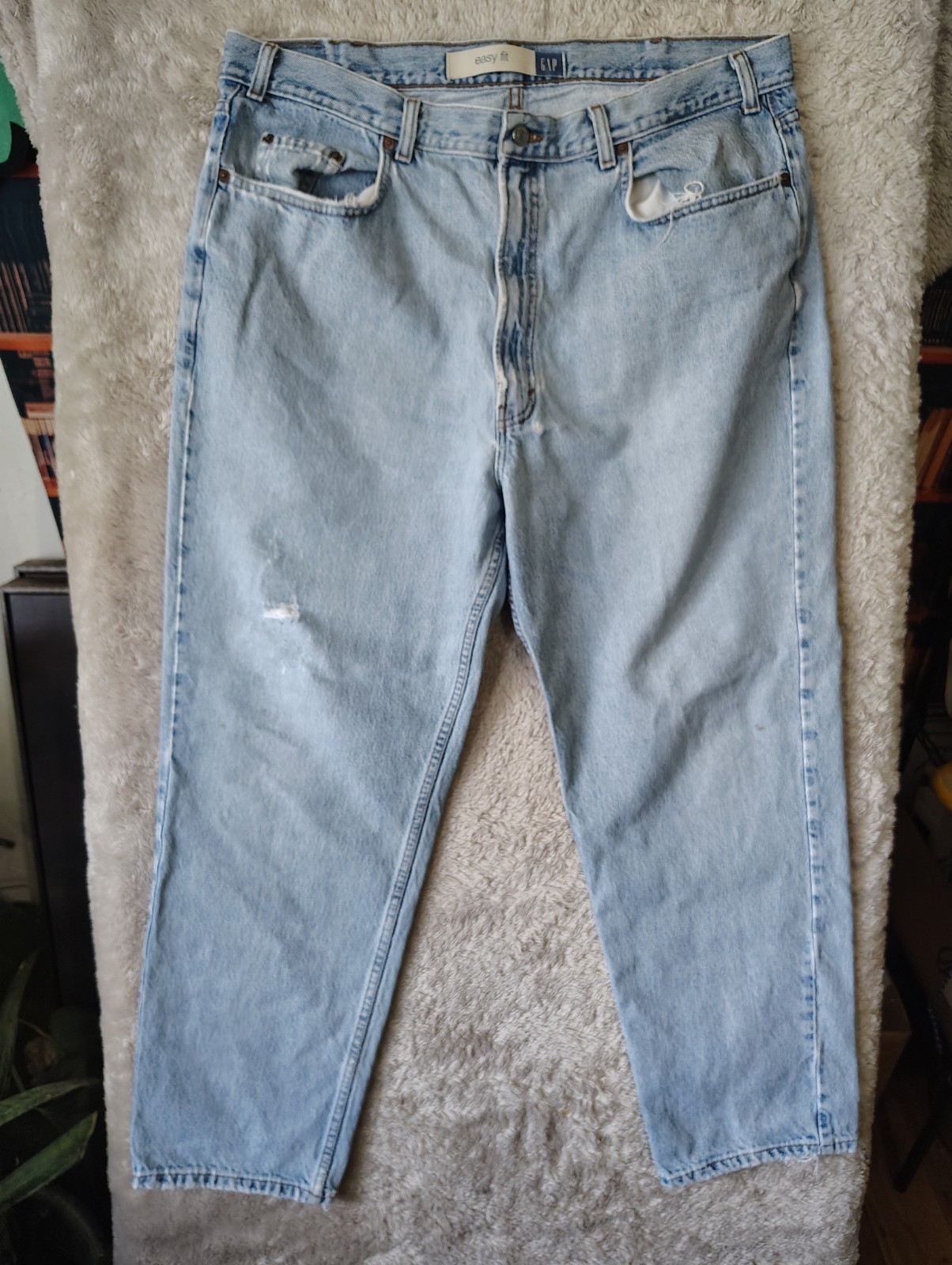 Vintage 90s Gap Easy Fit Jean's Distressed Grunge Straight Leg Men's 42x30