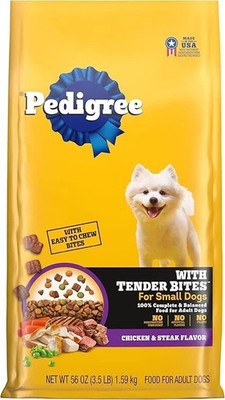 Pedigree With Tender Bites for Small Dogs Adult Dry Dog Food, Chicken and Steak