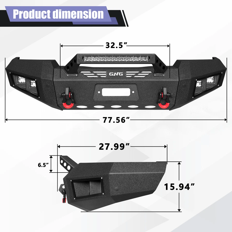 VIJAY Front bumper & Rear bumper Fits 2003-2006 Chevrolet Silverado 2500HD/3500 Foto 2 de 4