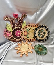 Vintage Straw Raffia Trivets Hot Pads Boho Fo...