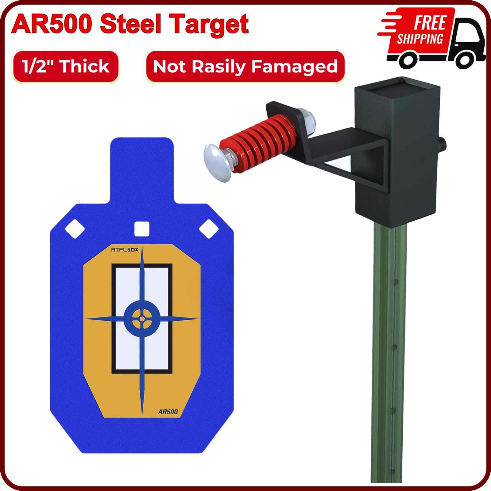 AR500 Steel Target for Shooting, 1/2 inch Thick Metal Target with T ...