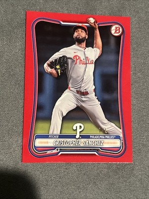 Cristopher Sanchez Topps Card 55 Red Color Match 1/5 First Off The Line Phillies