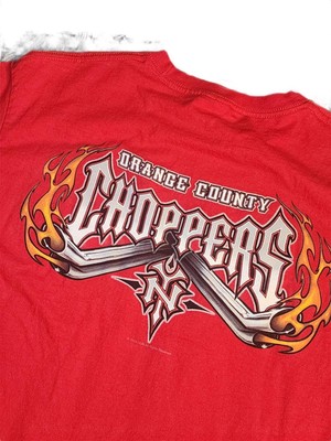 Y2k Orange County Choppers Mens Red Center Logo 2003 Large front Flame skater