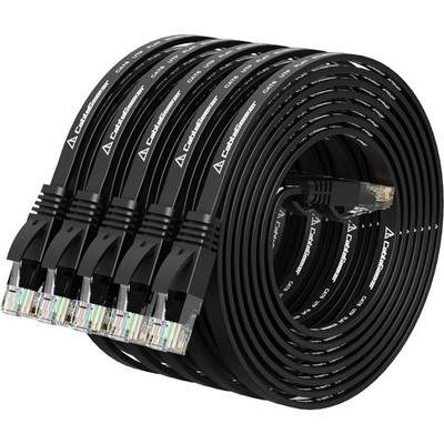 5 PCS Cat 6 Ethernet Cable 5 Ft Flat Internet Network Patch Snagless Black