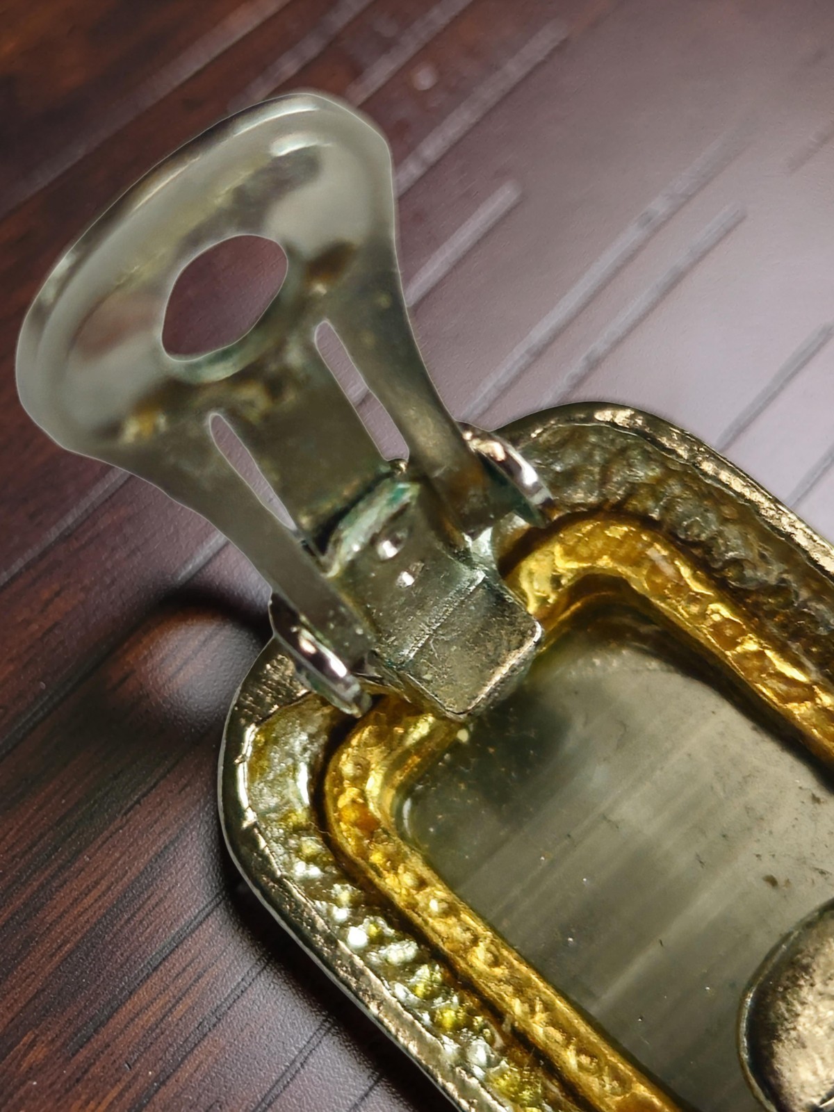 Artisan earrings featuring rectangular cat's eye … - image 3