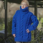 Thick bluewool sweater with cable knit pattern SUPERTANYA size L-XL - 2.100 KG