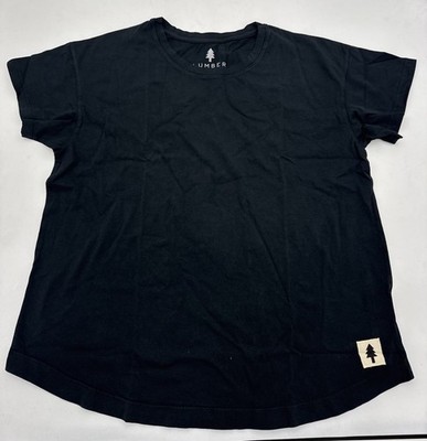 Women s Short Sleeve Basic Black Shirt 100% Organic Cotton -NEW- LumberUnion