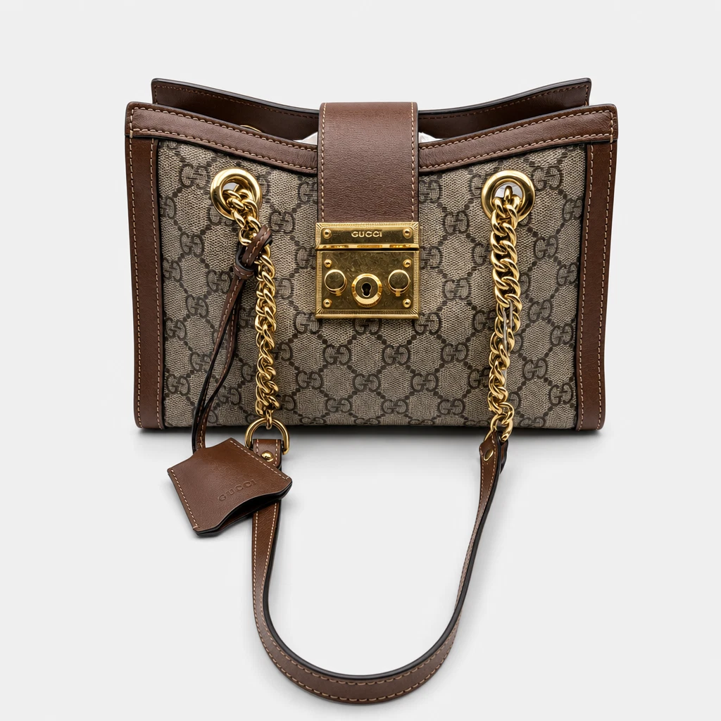 H1 Gucci Padlock Dark Brown Monogram Tote Bag H02190