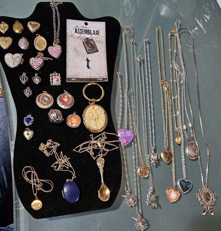 Beautiful 35 Locket and Pearl Cage Lot For All Ages Silver/Gold Tone And Plated