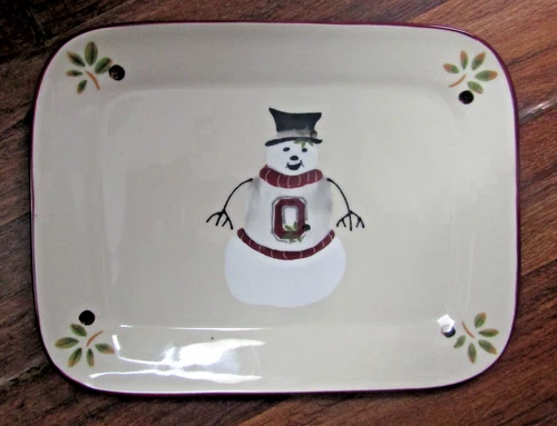 Ohio State Buckeyes Football Hand painted Snowman Platter