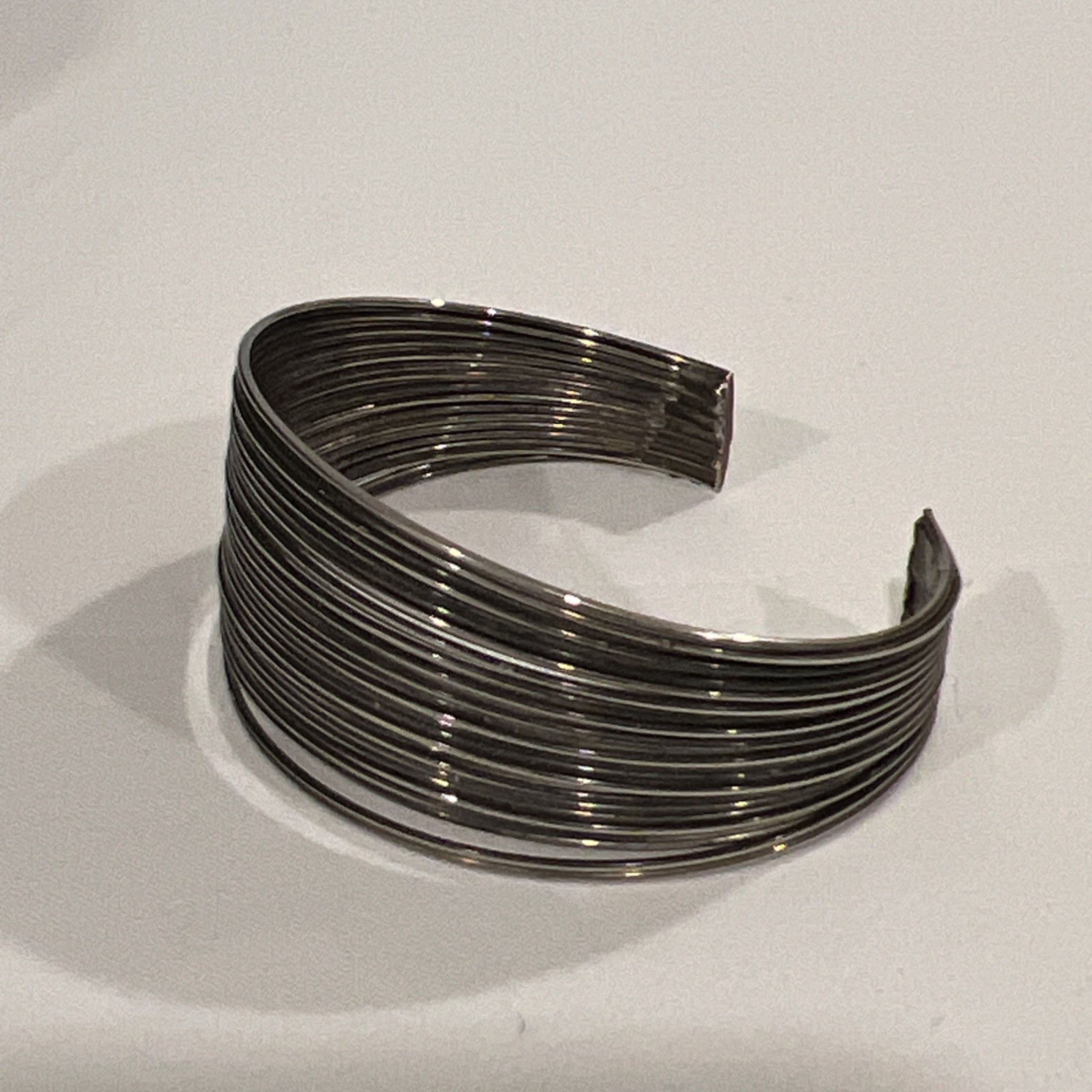 Multi-Strand Wire Cuff Bracelet Silver Length 6.2… - image 1