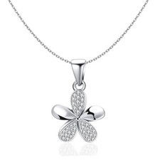 Women Girls 925 Sterling Silver Flower Necklace Pendant 92.5 Sterling Silver