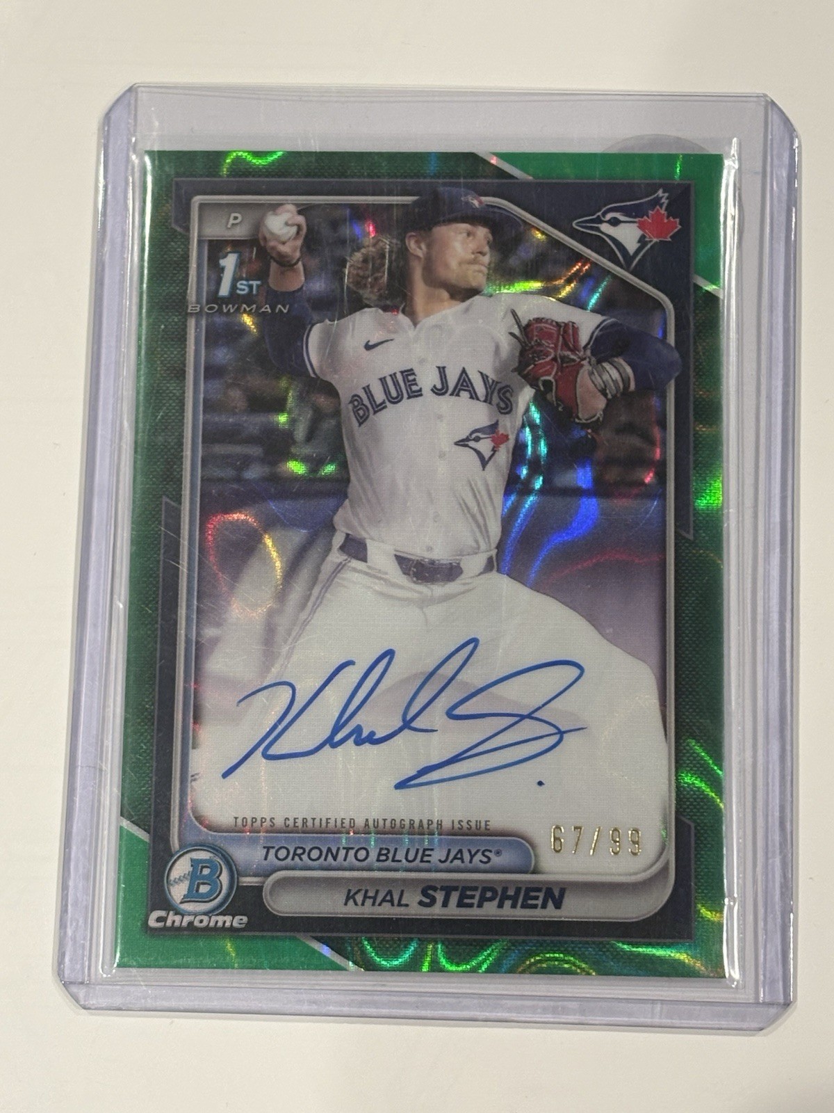 2024 Bowman Draft Chrome Khal Stephen 1st Bowman Green Lava Refractor Auto /99