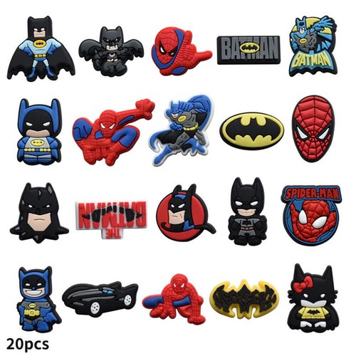 20pcs Spider-man Batman Shuhe Charm Schuhstecker für Gartenclogs Sandalen