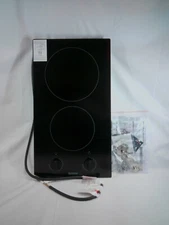 Karinear Ceramic 2 Burner Electric Cooktop 12 Inch Stove Top 220V 2 Zone Burner