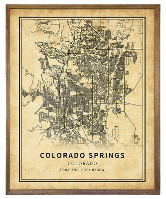 Colorado Springs Vintage Poster - Colorado Springs Map Wall Art - Colorado Sp...