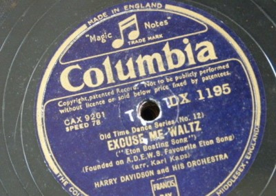 78rpm 12'' HARRY DAVIDSON ORCH excuse me waltz / slow waltz DX 1195