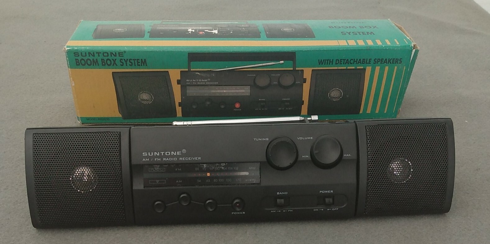 Vtg 1996 Suntone Boombox System With Detachable Speakers RR3000