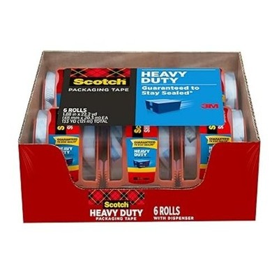 6 pack 3M Scotch Heavy Duty Shipping Packaging Tape & Dispenser 1.88 in x 800in