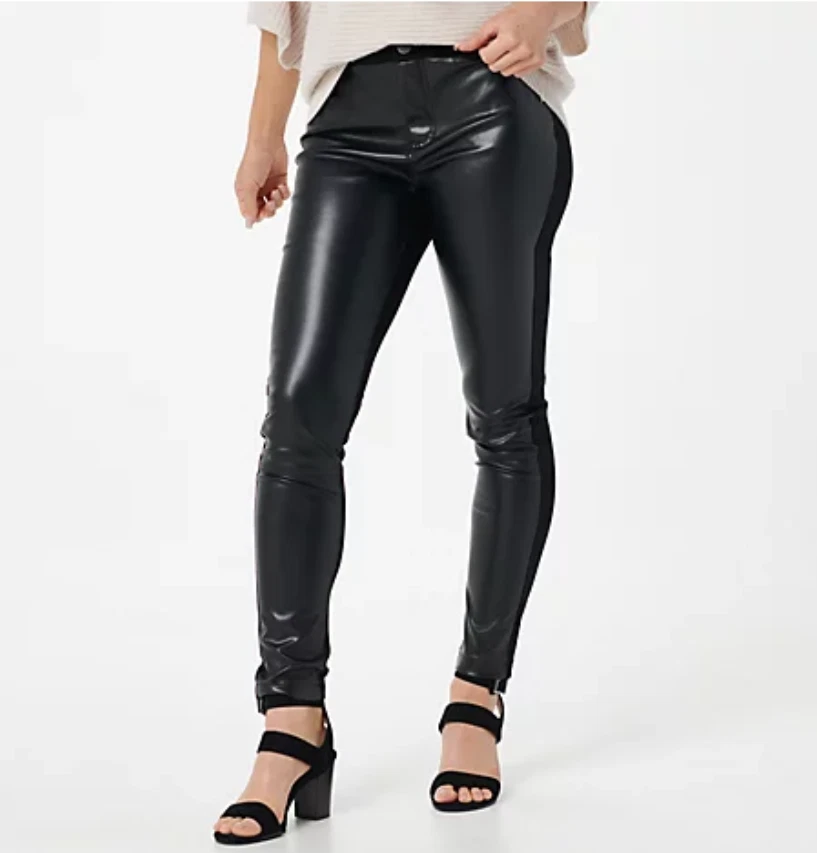 Leather front cheap leggings