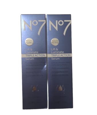 No7 Lift &Luminate Triple Action Serum 1oz Reduce Wrinkles Firm EvenSkin Tone X2