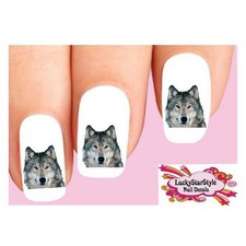 Waterslide Nail Decals  Set of 20 - Grey Wolf