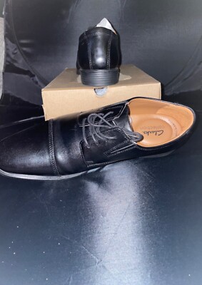Clarks Mens Tilden Black Leather Cap Toe Derby Shoes 11 wide  display picture 2