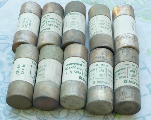 10x Legrand Fusibles à percuteur 22x58 100A aM 0 151 95. Lot de 10 - Imagen 5 de 6