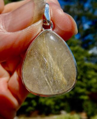 Rutilquarz Träne Anhänger 925 Sterling Silber zur Verstärkung der Manifestation