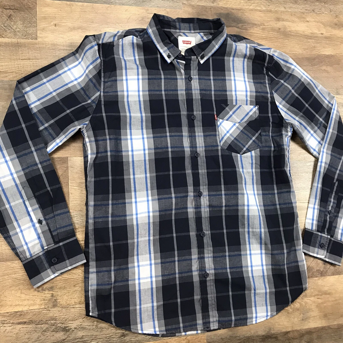 Levi s Button Down Shirt Men s Large Long Sleeve Plaid Cotton Levi