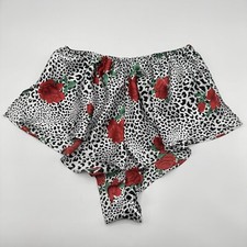 Fredericks of Hollywood Animal Rose Print Satin Sleep Short M Retro Lingerie