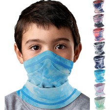 Kids Tie Dye Neck Gaiter Mask Winter Face Covering Elastic Scarf for Boys Girls