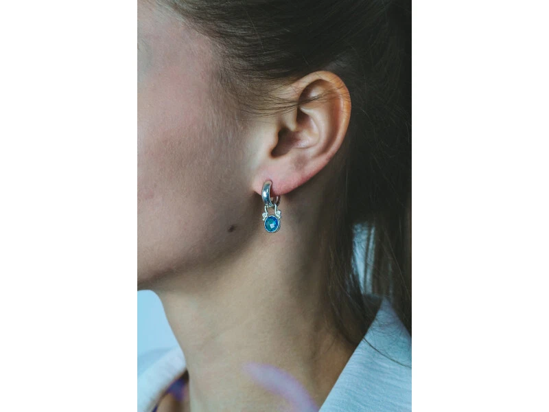 Pendientes vintage de topacio de plata de ley 925 Foto 3 de 4