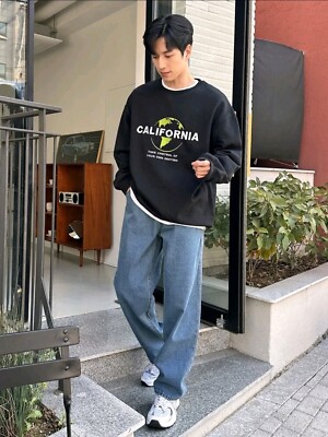  Men Cotton Slant Pocket Straight Leg Jeans