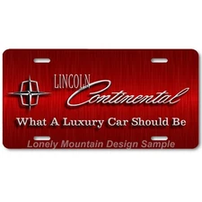 Lincoln Continental Inspired Art on Red FLAT Aluminum Novelty License Tag Plate