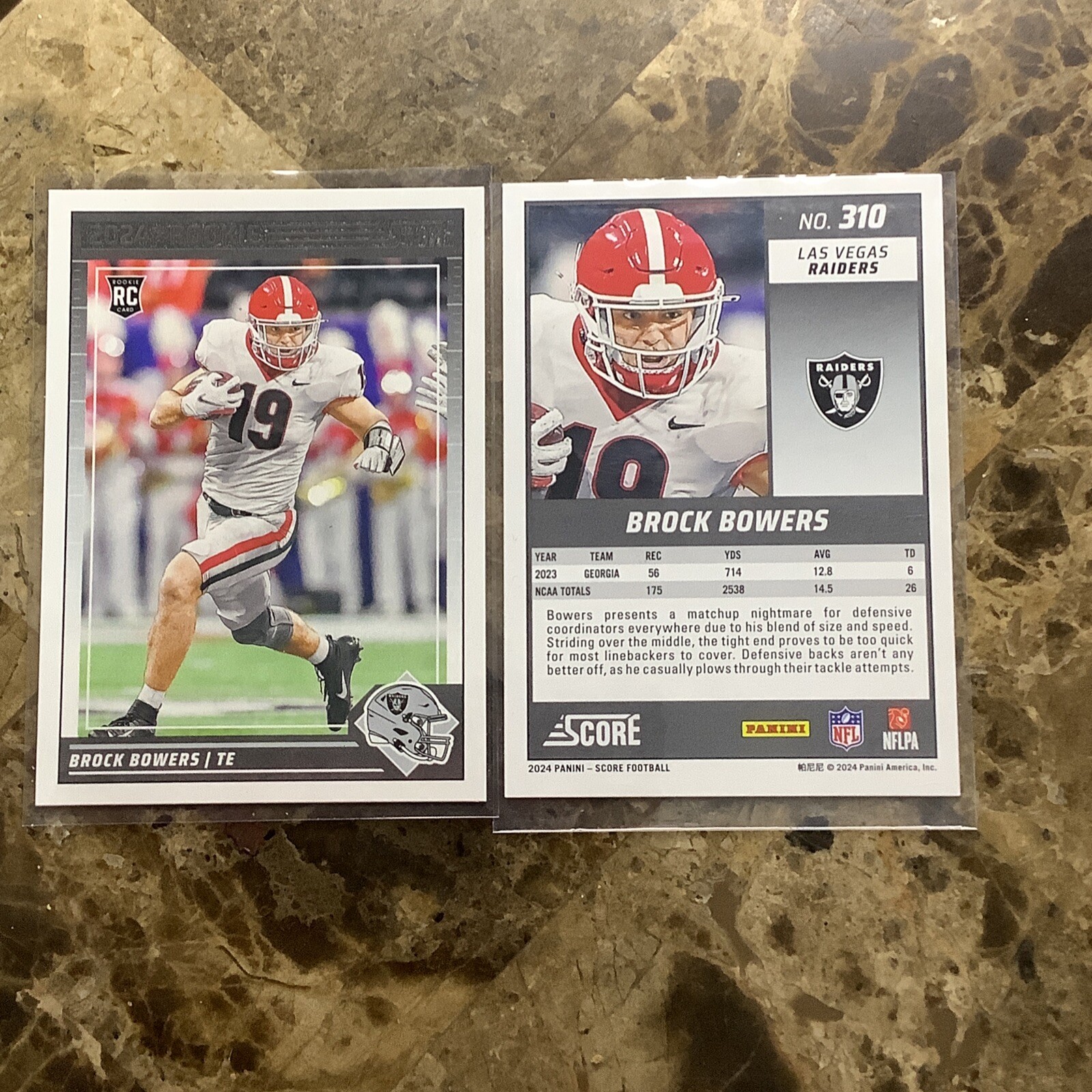 2024 Score Brock Bowers Raiders Rookie # 310 A24