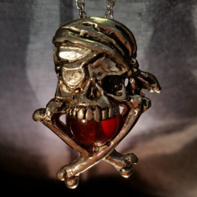 Ball Pirate Pewter Pendant Necklace Red US Made Fellowship Foundry Retired NEW
