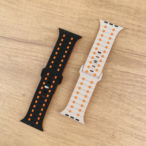 Für Apple Watch Series 10 9 8 7 6 5 4 Ultra Zweifarbig Silikon Verstellbares Armband - Bild 4 von 21