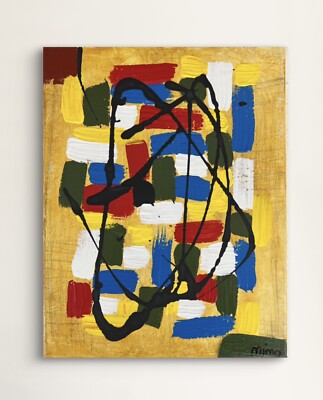 Original Abstract Painting on Canvas Mid Century Modern Fine Art Home Decor  