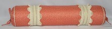 Corded Bolster Pillow made w Ralph Lauren Villa Camelia Fretwork Orange Fabric