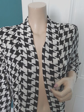 Frank Lyman Waterfall Cardigan Jacket Black White Hounds Tooth Fit Uk 14