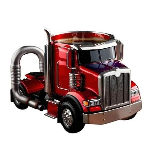 Handcrafted Semi-Truck Coffee Mug Stainless Steel Coffee Cup Men Gift - Picture 12 of 19