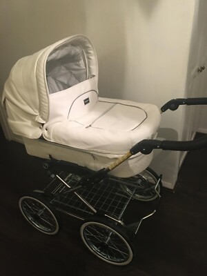 White Leather Norton Pram Emmaljunga Duo De Lux White Leather