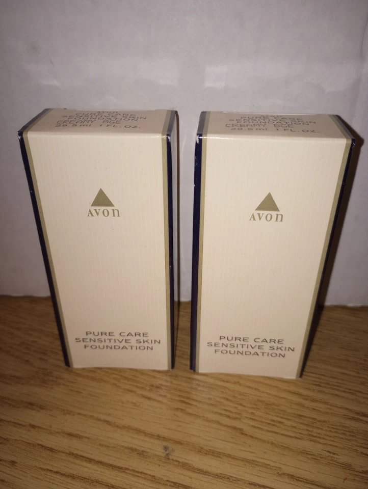 Lot of 2 Avon Pure Care Sensitive Skin Foundation CREAMY BEIGE 1 oz NOS 1994 - Image 2 of 4