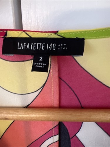 Lafayette 148 New York ~ Sleeveless Drape-neck Silk Blouse / Size 2 - Picture 3 of 5